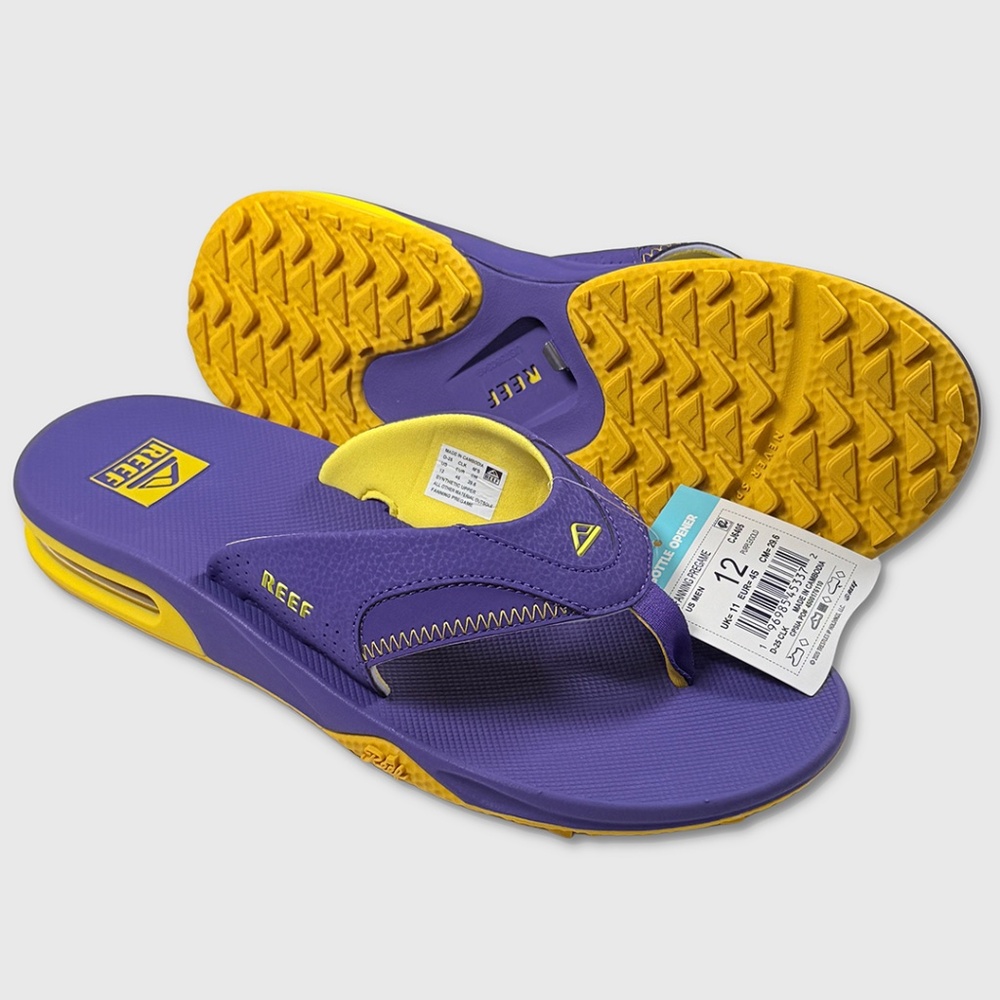 Reef Fanning Pregame / Tailgate Sandals  - NWT Mens 12 Purple / Gold - #48699-E9